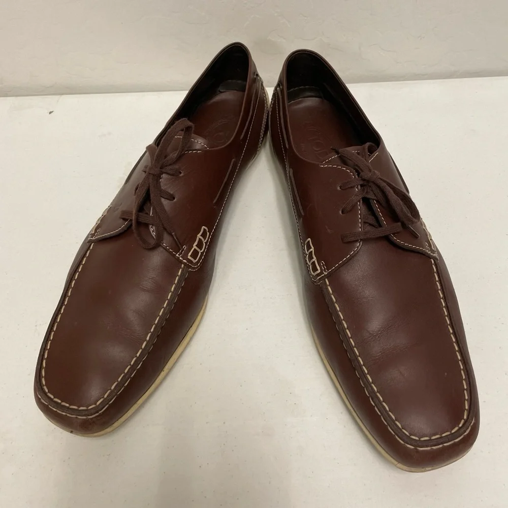 TOD’S Made in Italy Square Toe Boat Shoe in Brown Leather Size 13 $695